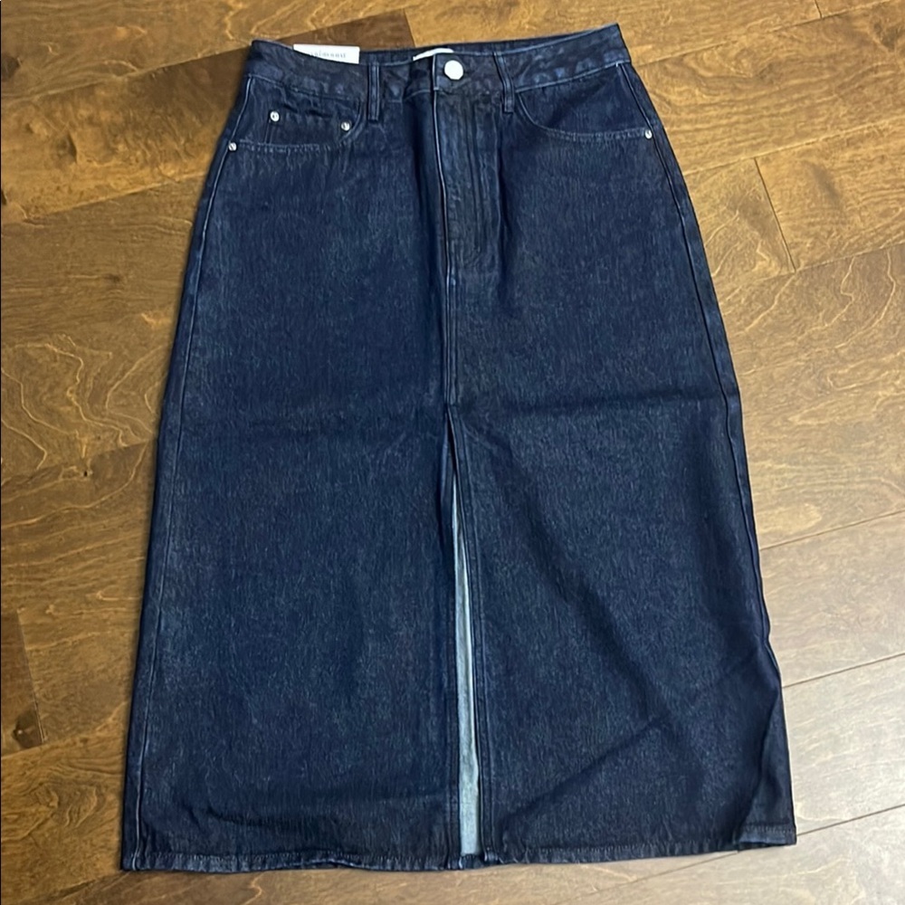 NWT, WeWoreWhat Denim Midi Pencil Skirt with Slit